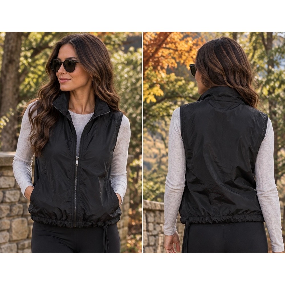 Eddie Bauer Vest Black Nylon Lightweight Full Zip Outdoor Gorpcore Size XS